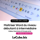 Formation WORD du niveau débutant à intermédiaire - LE CUBE